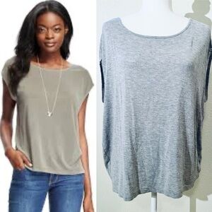 Old Navy Gray Knit Cap-Sleeve Cocoon Top